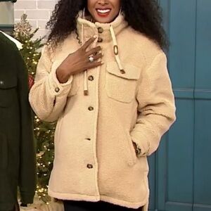 Ugg Kookaburra camel Tan Teddy winter lined cold weather Sherpa Jacket medium